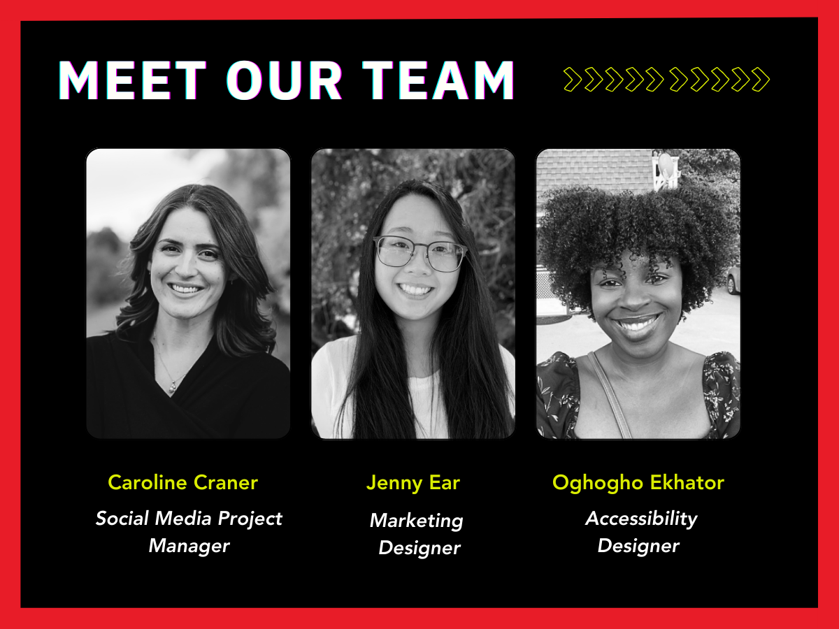 Our team was made up of one project manager, one marketing designer, and one accessibility designer.